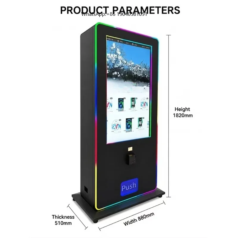 43 Inch Touch Screen Vertical Large Capacity Age Verification Vending Machine with Credit Card Coin Cash Payment and Wifi 4G