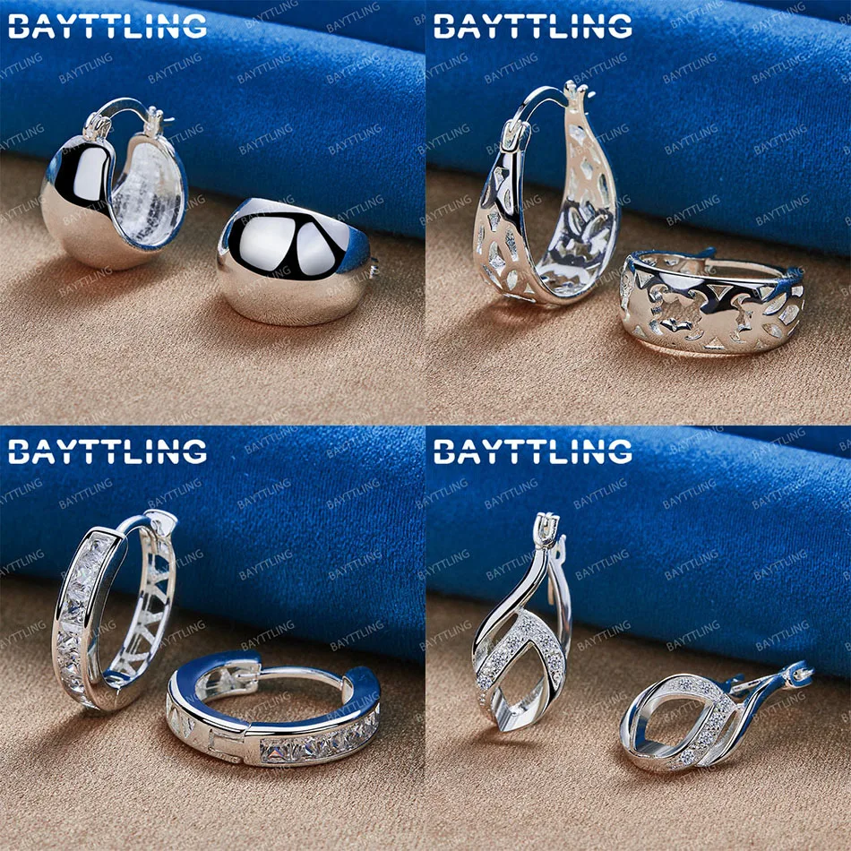 

925 Sterling Silver Luxury Round Hollow Earrings Women Fashion Wedding Party Jewelry Accessories