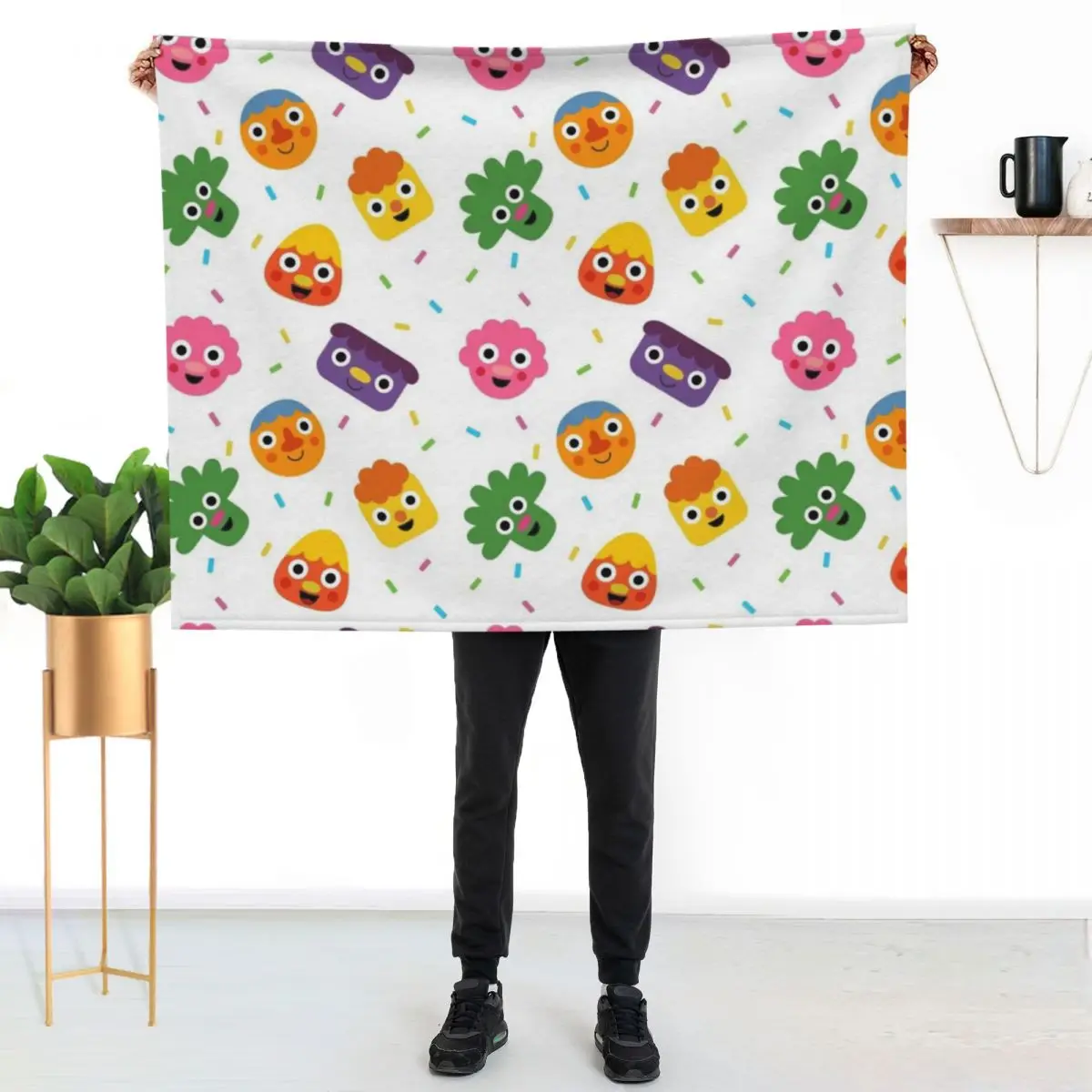 Noodle & Pals Pattern 01 Throw Blanket Stain Resistant Cozy Warm Blanket