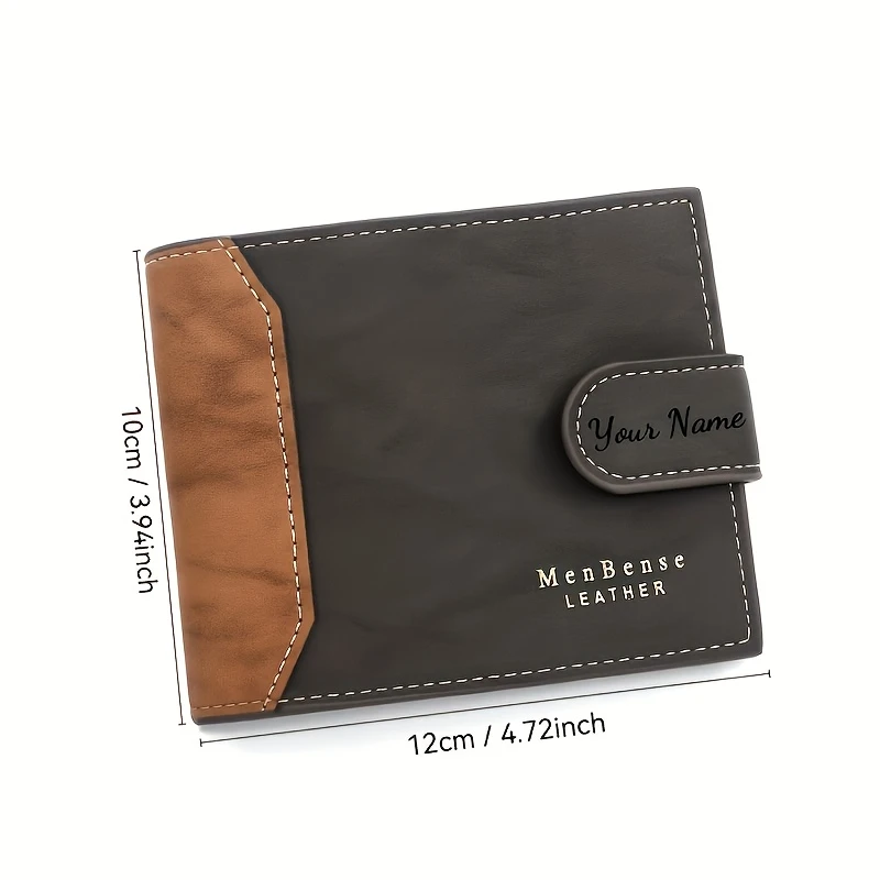 Custom Name Fashion Frosted Leather Bifold Wallet Personalized Exclusive Men Wallets Best Gift for Husband, Father's Day Gifts view 3