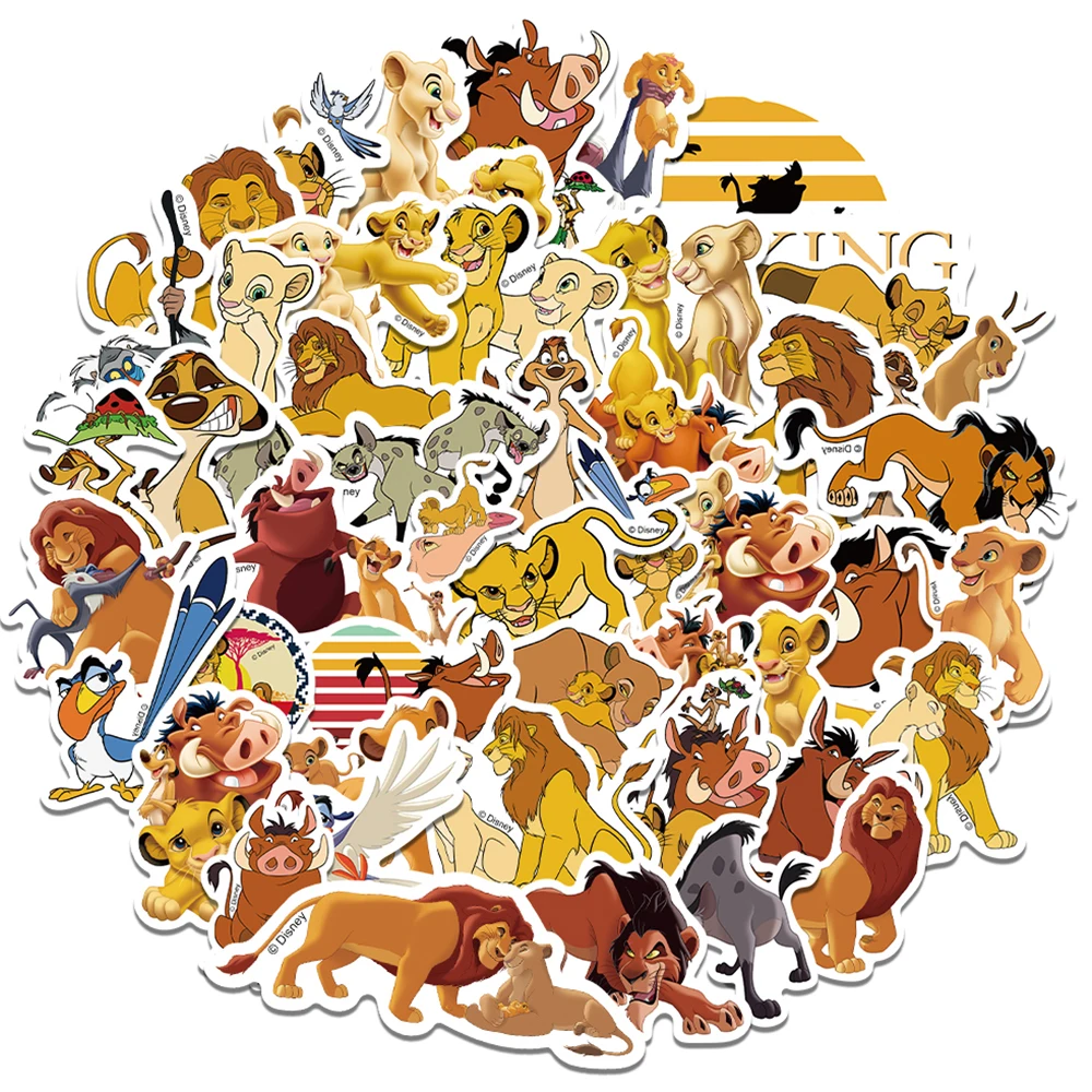 Disney Movie The Lion King Cartoon Stickers, Decalques bonitos Brinquedos para crianças, Scrapbook DIY, laptop, bagagem, telefone, capacete, carro,