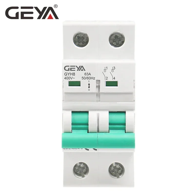 GEYA GYH8 Din Rail 2Pole 4Pole Main Switch Function Disconnector Switch Isolator Circuit Breaker 400VAC DP Breaker 63A 100A 125A view 2
