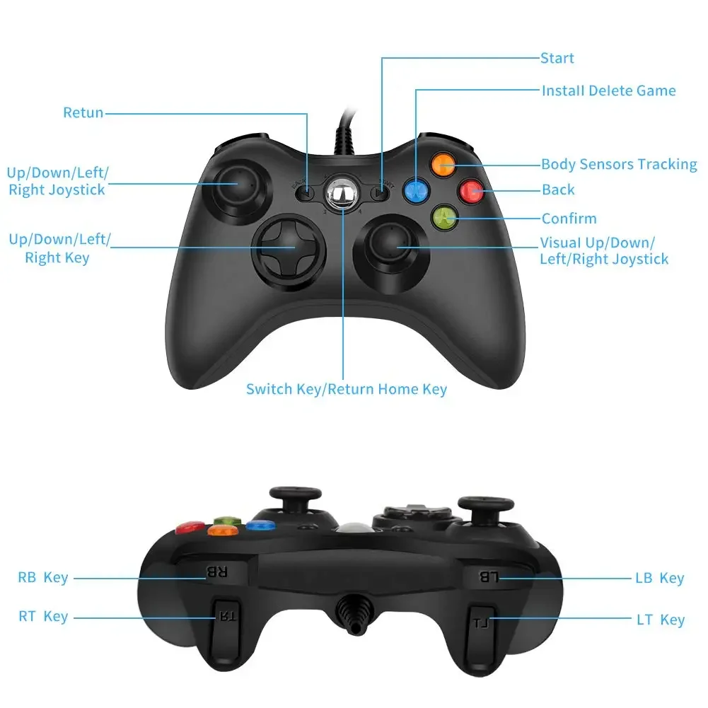 Przewodowy gamepad USB do konsoli Xbox 360/Slim kontroler do systemu Windows 7/8/10 Obsługa komputera do akcesoriów do gier Steam