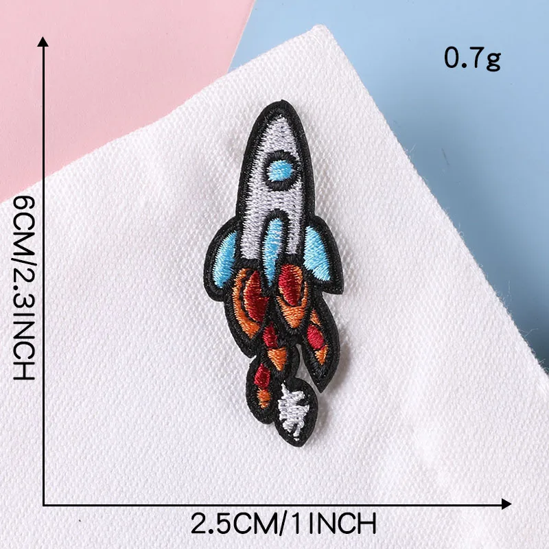 Aufnäher für Kleidung, Kinder, Jungen, Weltraum, zum Aufbügeln, Sternrakete, Ufo, bestickt, Thermocollant-Stich, niedliche Parches, Designer-Jacken – Detail 7
