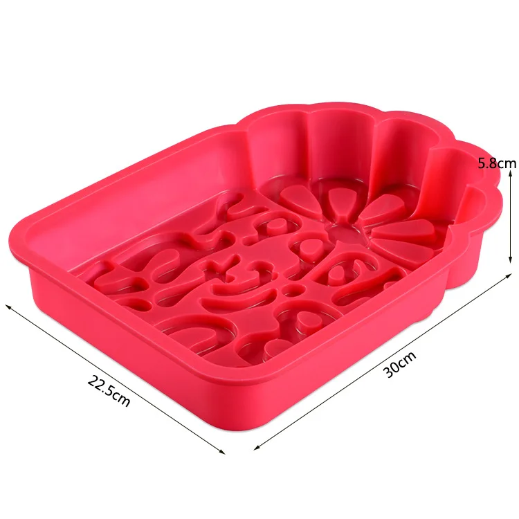 Flower Happy Birthday Silicone Cake Bread Bakeware Chocolate Pudding Mold DIY Pastry Baking Tool Kitchen Accessories M737