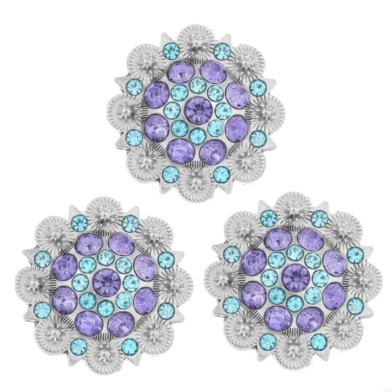 U4LE แพ็คของ 3 Rhinestones สีฟ้าที่ไม่ซ้ำกันเข็มขัดเครื่องประดับเสน่ห์ความงามสำหรับกระเป๋า