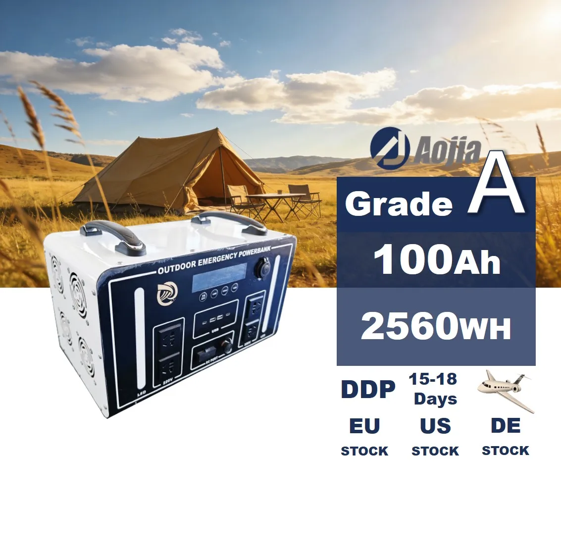 100Ah 2560WH MPPT Portable Solar Generator Pure Sine Wave Battery Pack Car Jump Starter Outdoor Power Station