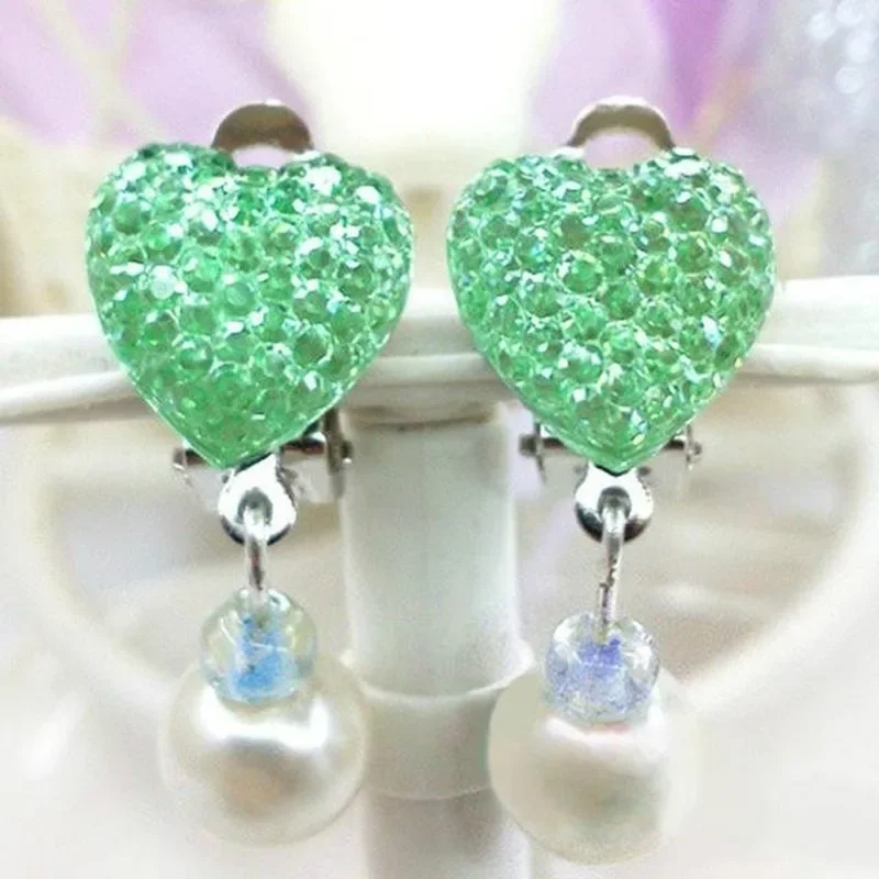 Girls Fashion Diamond Twinkle Earrings Jewelry Fancy Children's Ear Clip Princess No Pierced Female Earrings Flashing Accessorie