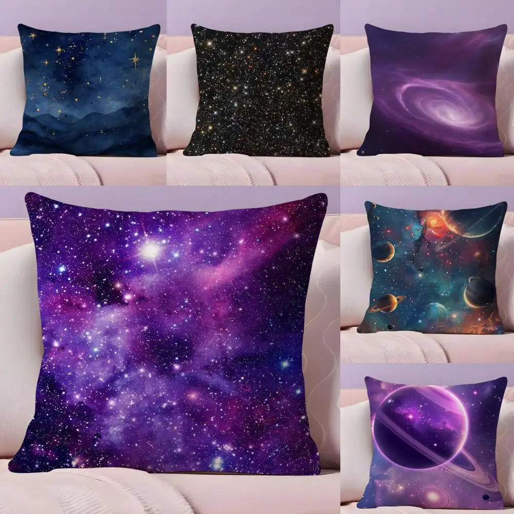 Space Starry Sky Cushion Cover Pillow Case Plush Fabric Soft Double Sided Print Home Sofa High Quality Cushion
