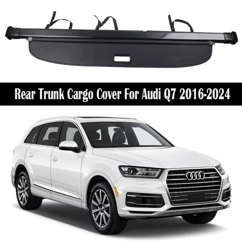 Rear Trunk Cargo Cover For Audi Q7 2016-2024 Electric Switch Tail Door Security Shield Rear Luggage Curtain Partition Privacy