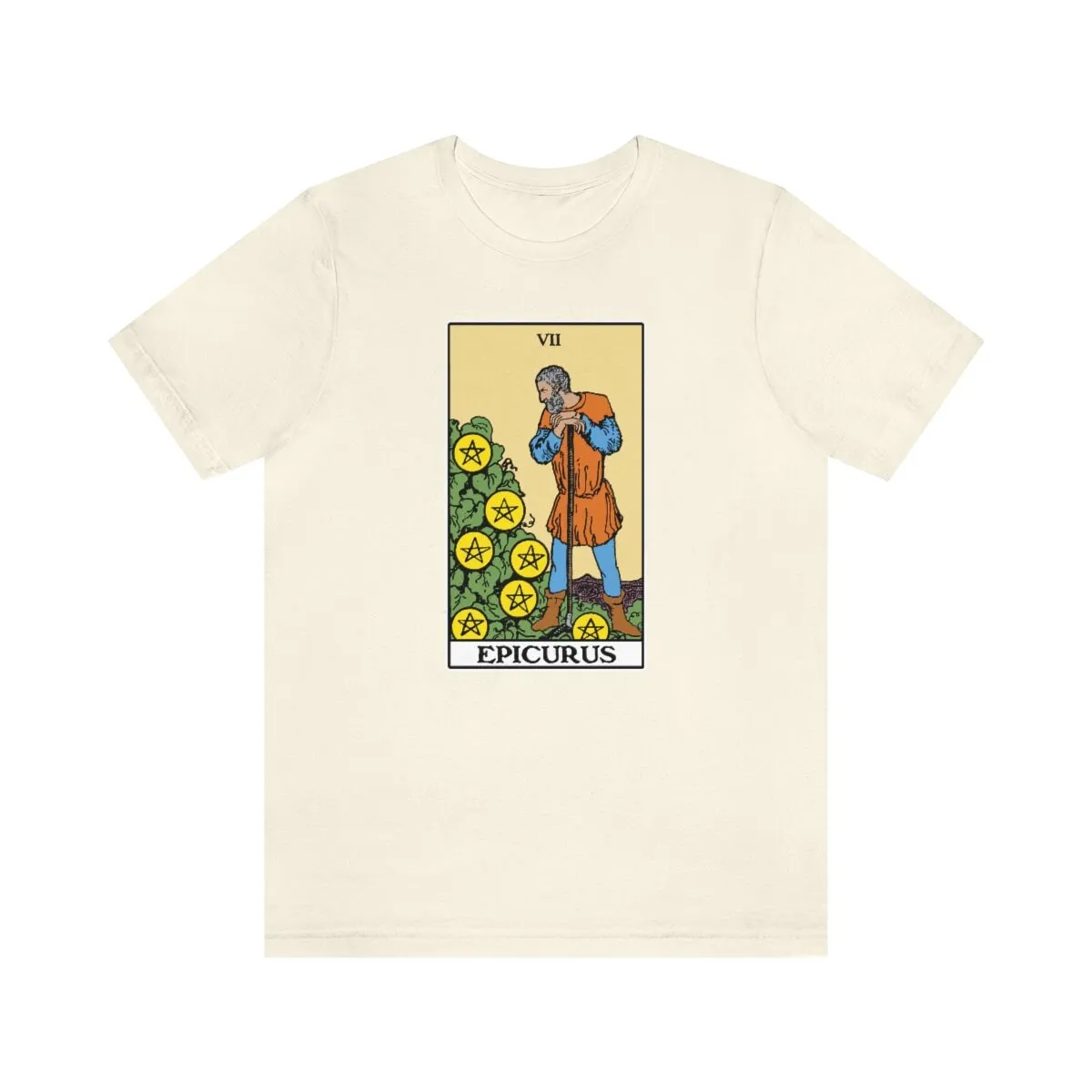 Epicurus Seven of Pentacles Tarot Philosophy T-shirt