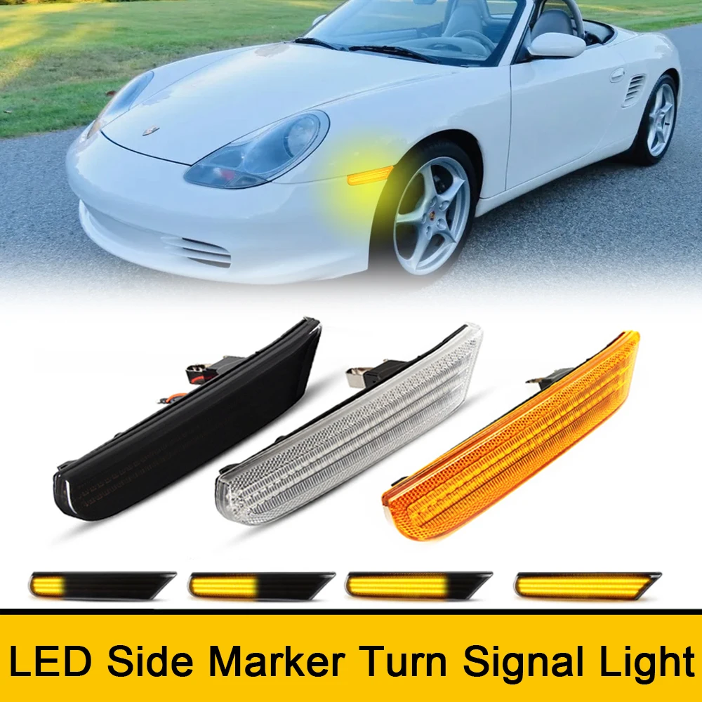 

2x For Porsche Boxster 986 996 911 GT2 GT3 Targa Carrera Turbo Front Bumper Side Marker LED Turn Signal Lights Canbus Free Error