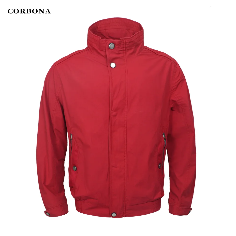 CORBONA 2024 Spring Windbreaker Men Jacket 100%Cotton Windproof Warm Coat Outdoor Red Oversized Longsleeve Multi Pockets Parka
