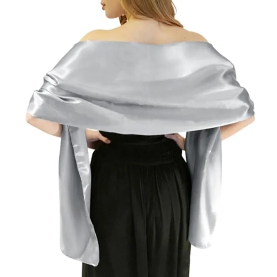 

MLMW Shawls and Wraps for Evening Dresses Satin Shawl Wraps for Women Extra Long Wedding Shawls for Bridal Party
