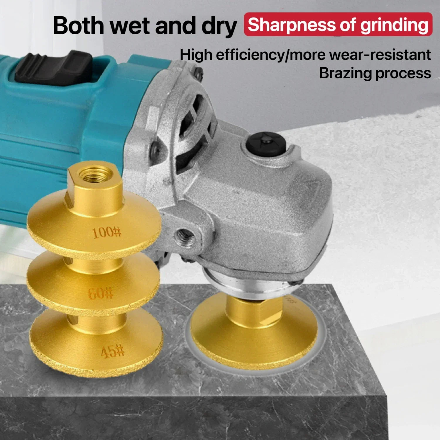フラット研磨研削ヘッド、研磨石、大理石、クォーツ、花崗岩、CObblestone、効率的、研磨、45、60、100 # 漂白
