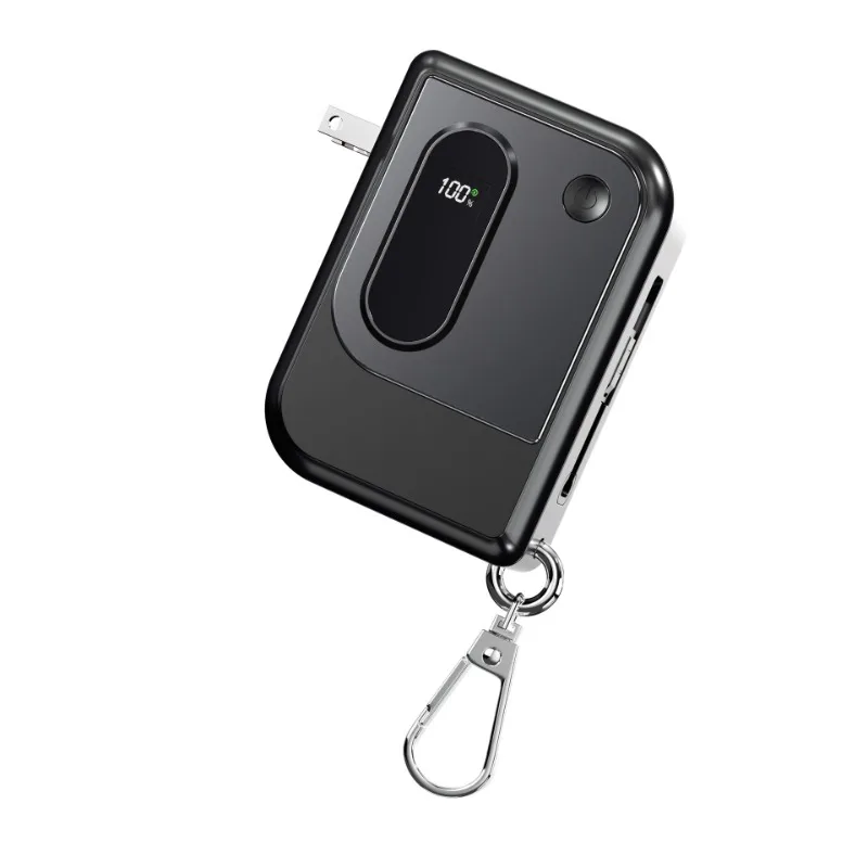 35W Fast Charging Power Bank with AC Plug 10000mAh Retractable Cable and Hanging Buckle for Mobile Phone Compact Mobile Power
