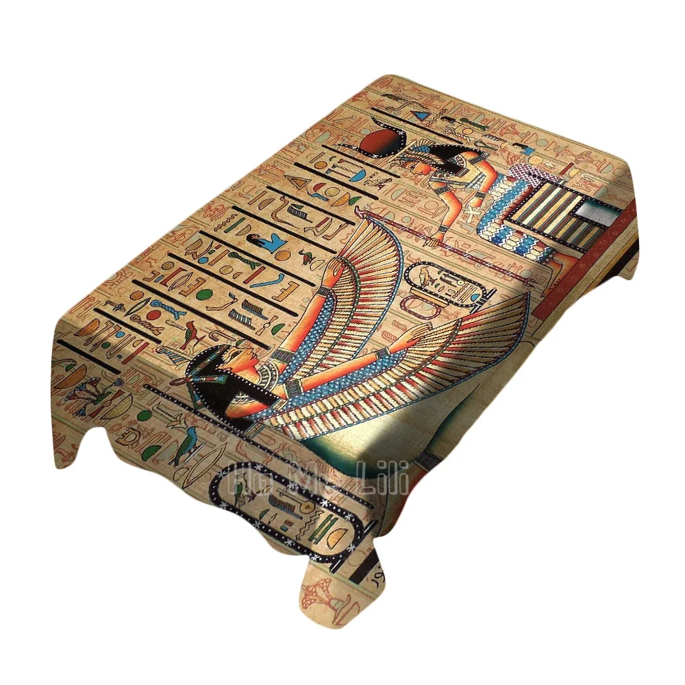 Egyptian Papyrus Art Eye Of Horus Tablecloth Polyester Waterproof And Oil Resistant Multifunctional