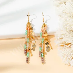 Bohemian Beaded Tassel Earrings for Women Ethnic Long Chain Earrings Fashion Ear Jewelry Gift for Ladies