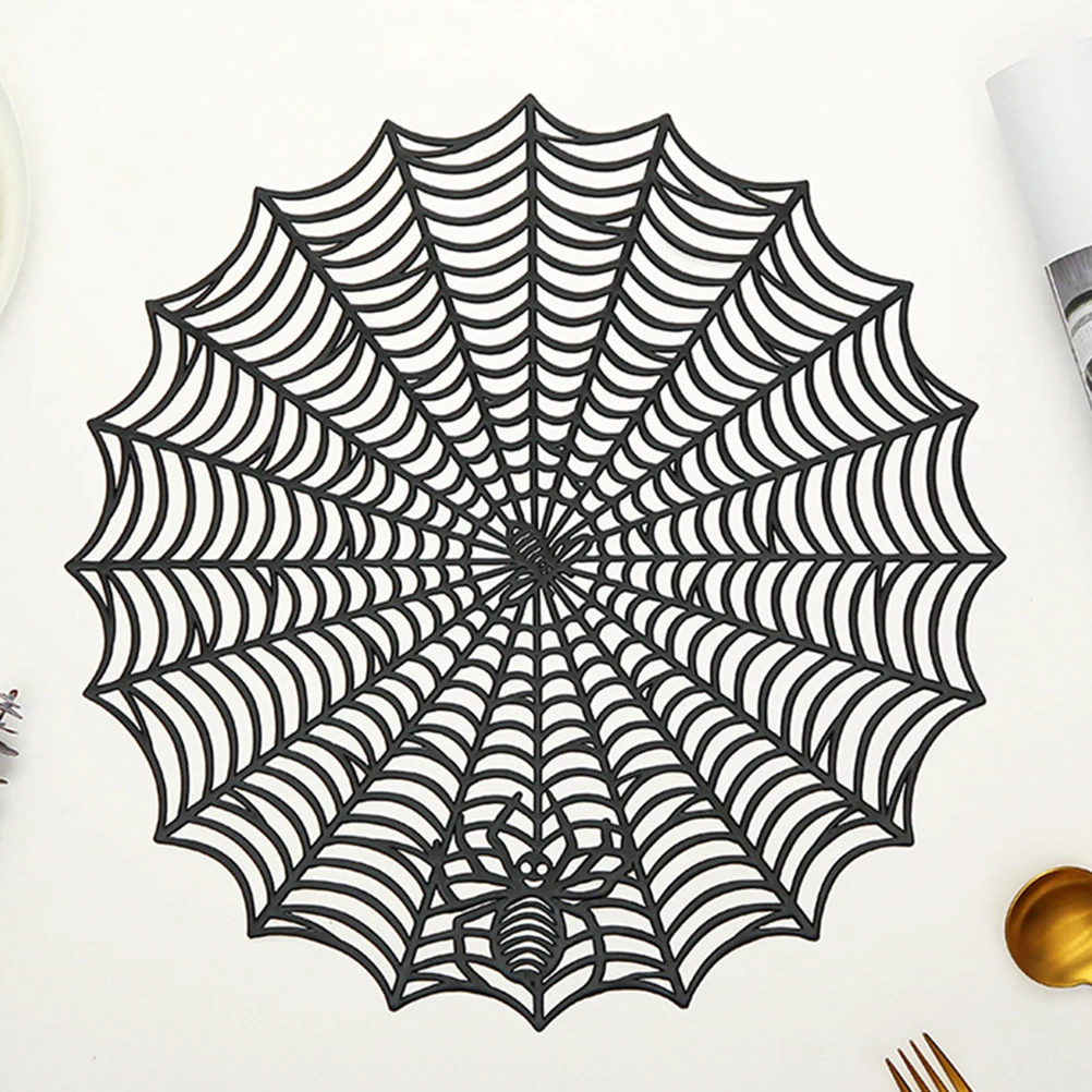 

2 Pcs Cobweb Decorative Pad Spooky Spiderweb Halloween Table Placemats Dinnermat Bowl for