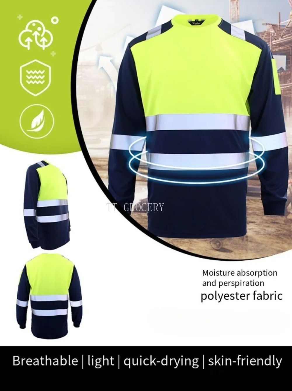 High Visibility Safety Work Shirts Summer Breathable Work T Shirt Reflective T-shirt Quick Dry Hi Vis Shirts Safety Clothing