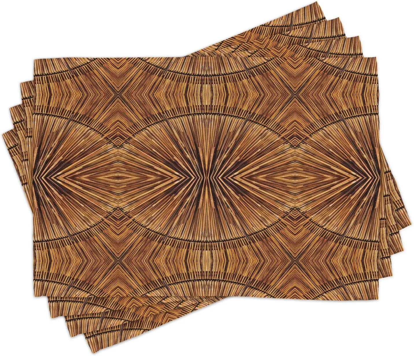 

Tribal Place Mats Set of 4 Boho Bamboo Pattern Eastern Classic Style Print Washable Fabric Placemats for Dining Table 12x18in