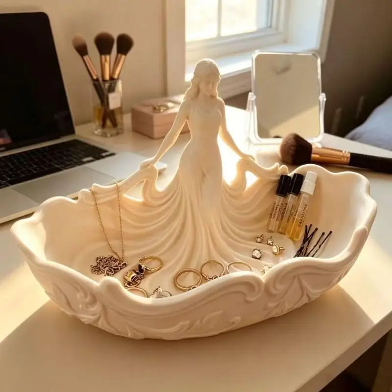 

Elegant Nordic Statue Shaped Jewelry Storage Tray Decorative Dish for Entryway Countertop Home Decoration