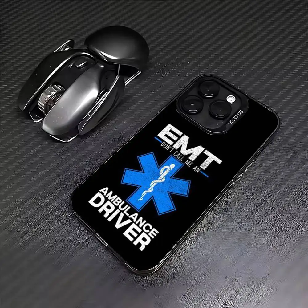 Ambulance EMT EMS Phone Case For iPhone 17,16,15,14,13,12,11,Pro Max,Plus Candy Silver Cover