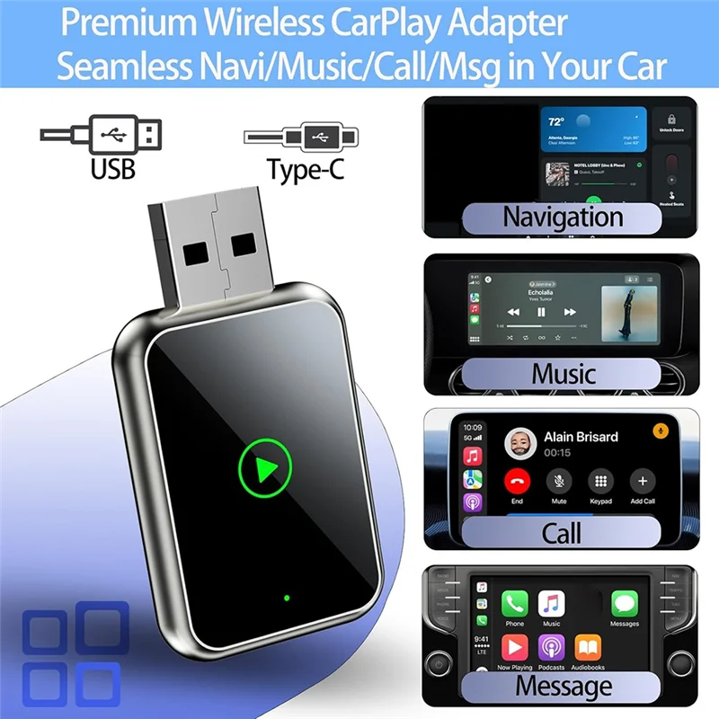 FFYY-아이폰용 무선 카플레이 어댑터, 유선에서 카플레이 무선 어댑터로 업그레이드, 빠르고 안정적인 연결 플러그 앤 플레이