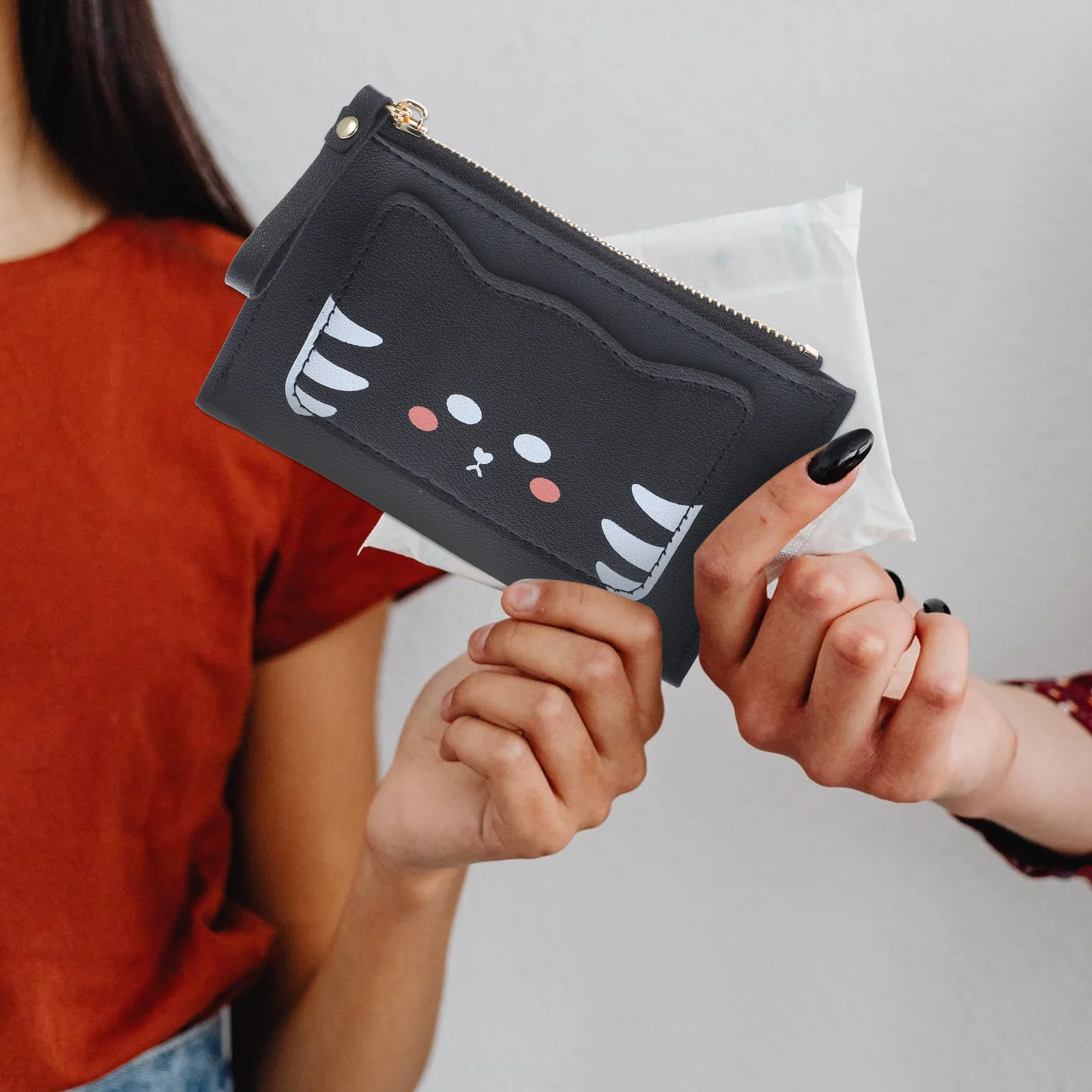 

Cartoon Cat Wallet Small PU Coin Purse Card Holder Stylish Gift Cash Bag for Women Small Wallet Card Holder