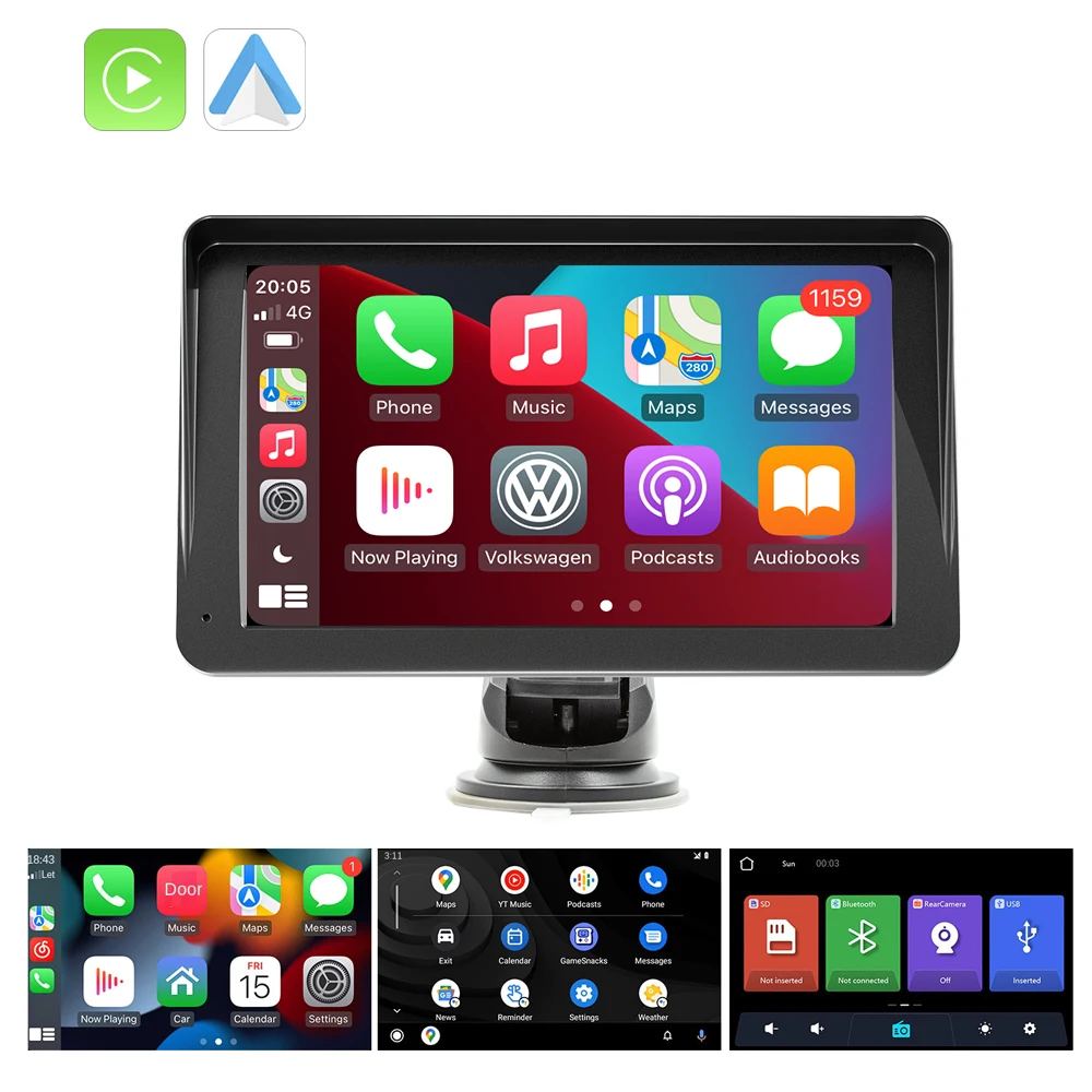 7 Inch Dash Cam Wireless Carplay Android Auto Car Dashboard Video Recording WIFI GPS Navigation Loop Record Car Dvr For Trucks