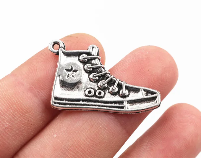 32x20mm 10pcs Antique Silver Plated Shoe Handmade Charms Pendant:DIY for bracelet necklace-P6-34