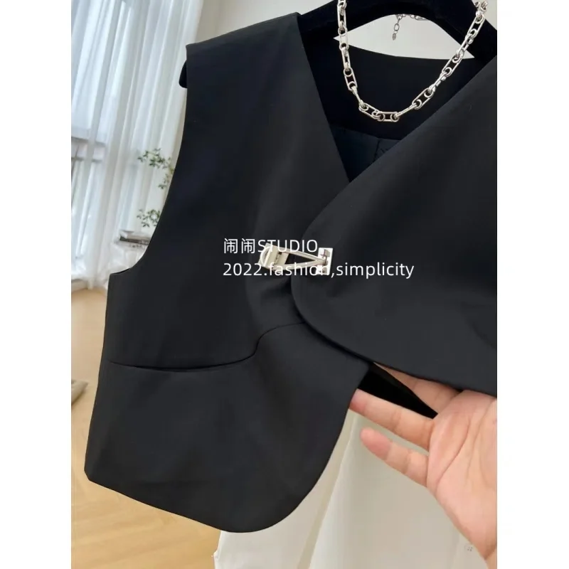 2023 Spring Summer New 300 Catties Long-Sleeved Shirt Vest Two-Piece Loose Korean Version of Thin Shirt Fashion All-in-one Suit