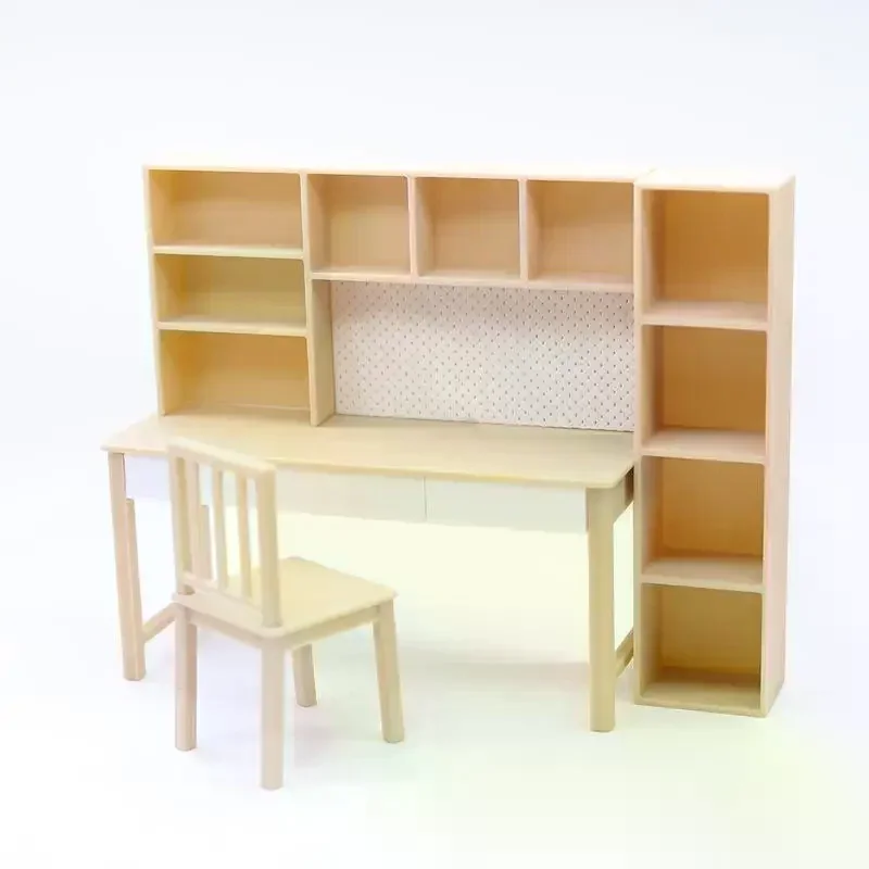 1 Set 1/12 Schaal Poppenhuis Miniatuur Combinatie Bureau Studeerkamer Boekenplank Model Voor Poppenhuis Decor Kinderen Fantasiespel Speelgoed Gift