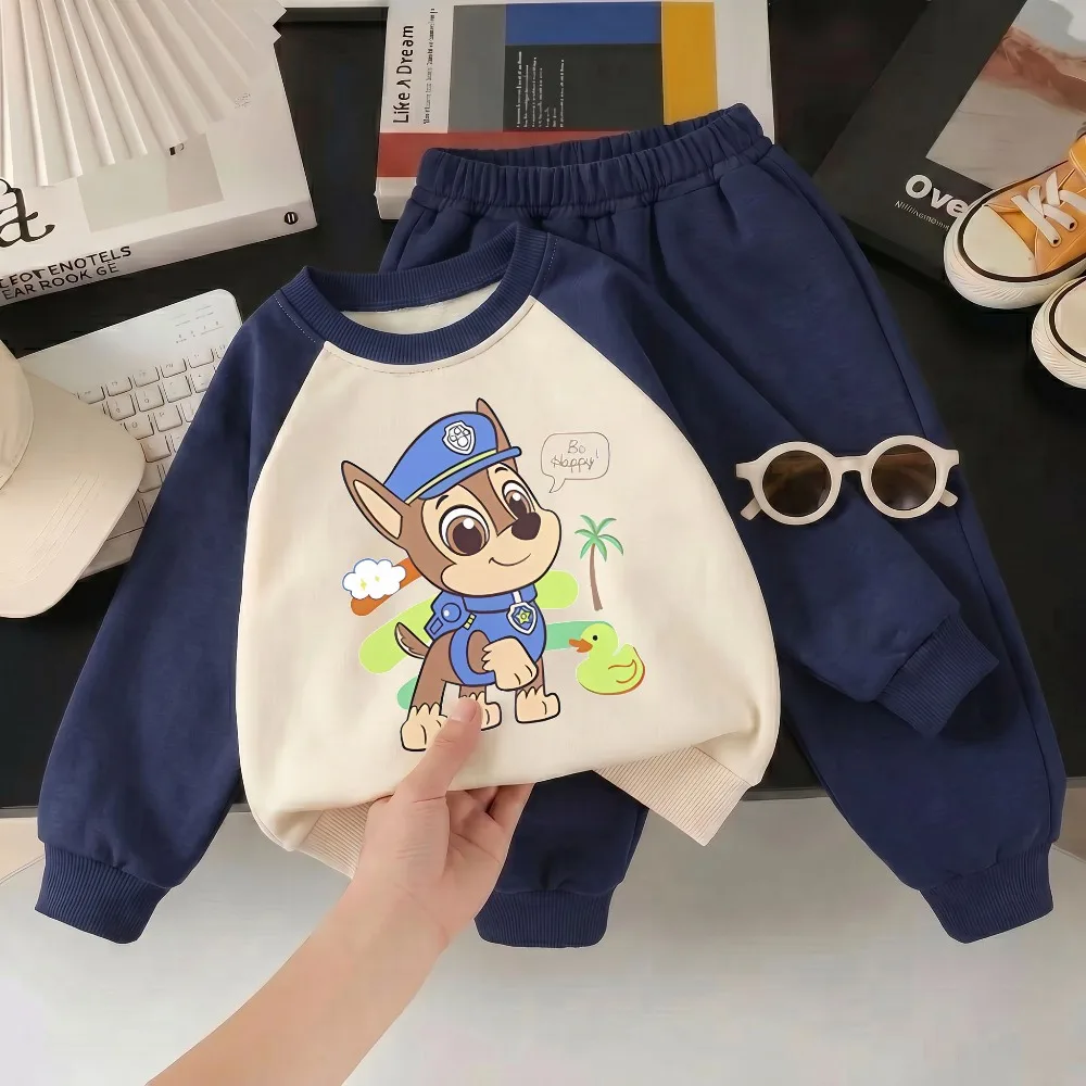 Long Sleeve Clothes Sets Boys Casual Sweatshirt + Long Pants 2piece Kids Spliced Sweatsuits Children's Tracksuit Hoodies Sets