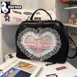 Y2K dziewczęcy Harajuku gotycka torebka z różowym krzyżem o dużej pojemności Lolita na jedno ramię punkowy krzyż damska torba Crossbody