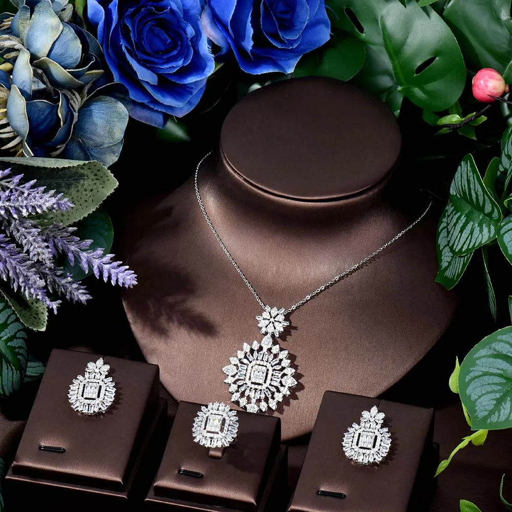 HIBRIDE Gorgeous Heartwarming Vintage Feeling Women's Jewellery Necklace Earrings Ring Set Dress Party Evening Accessory S-441