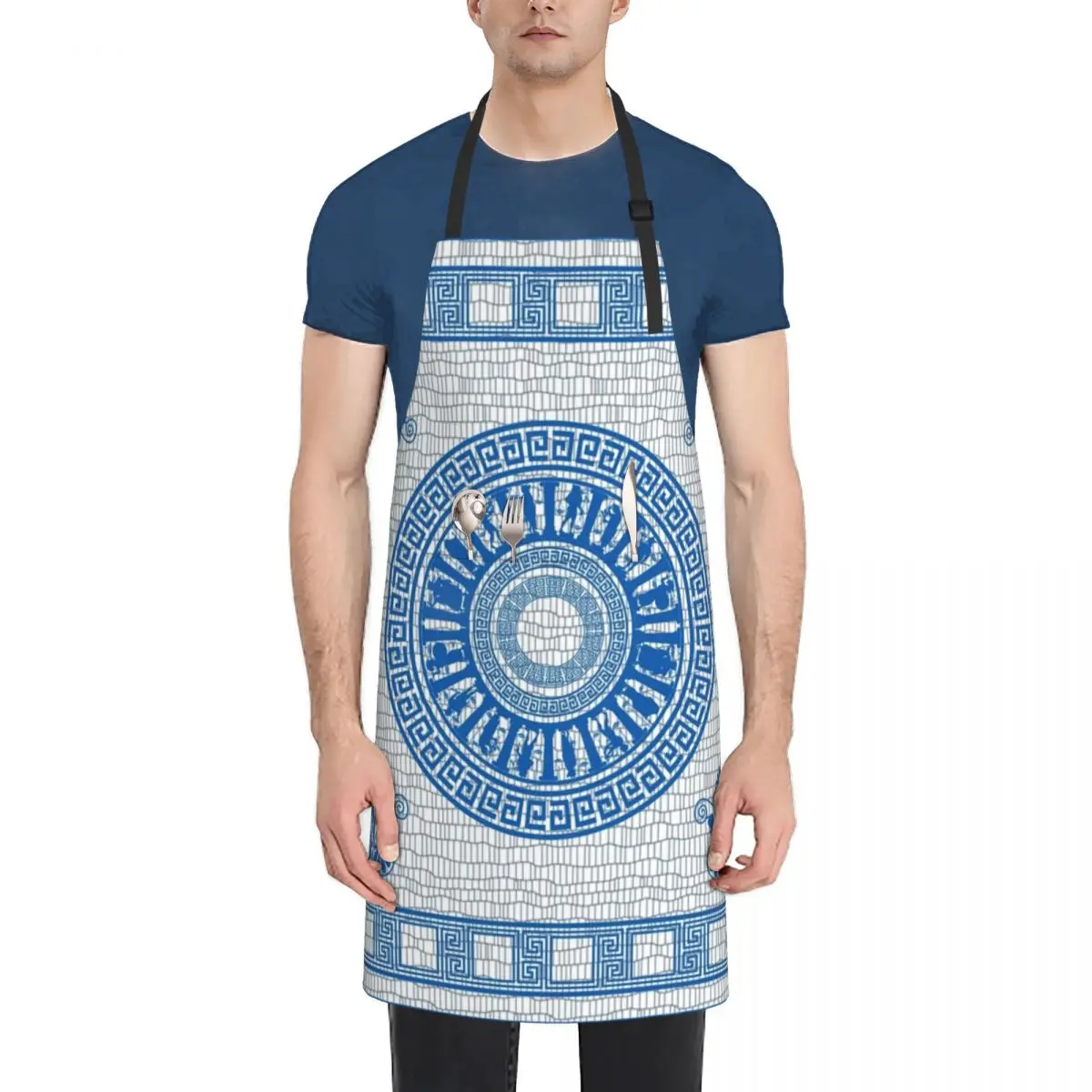 

Greek Gods Pattern (blue version) Apron Woman Work For Man For Women kitchen gadgets Apron