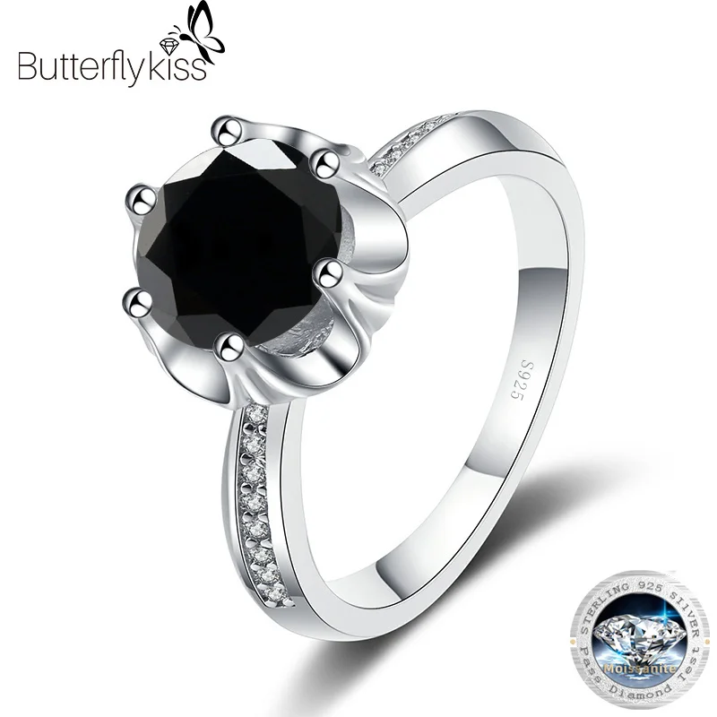 Butterflykiss Certified Moissanite Engagement Ring 1CT 2CT D Color VVS Diamond Bridal Proposal Rings Sterling Silver Weddig Gift