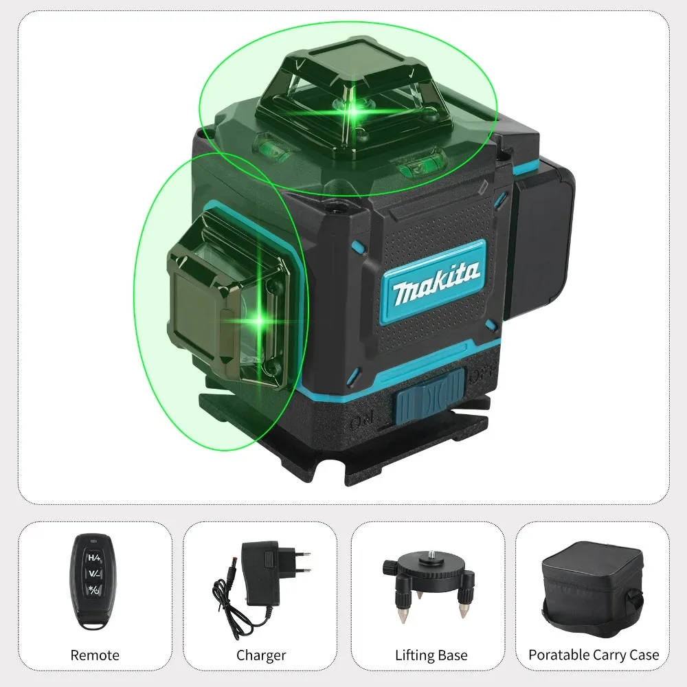 

Makita 16-Line Laser Level 4D 360° Vertical Cross-Line Shockproof Dustproof Green Beam for Automotive Indoor Outdoor Renovation