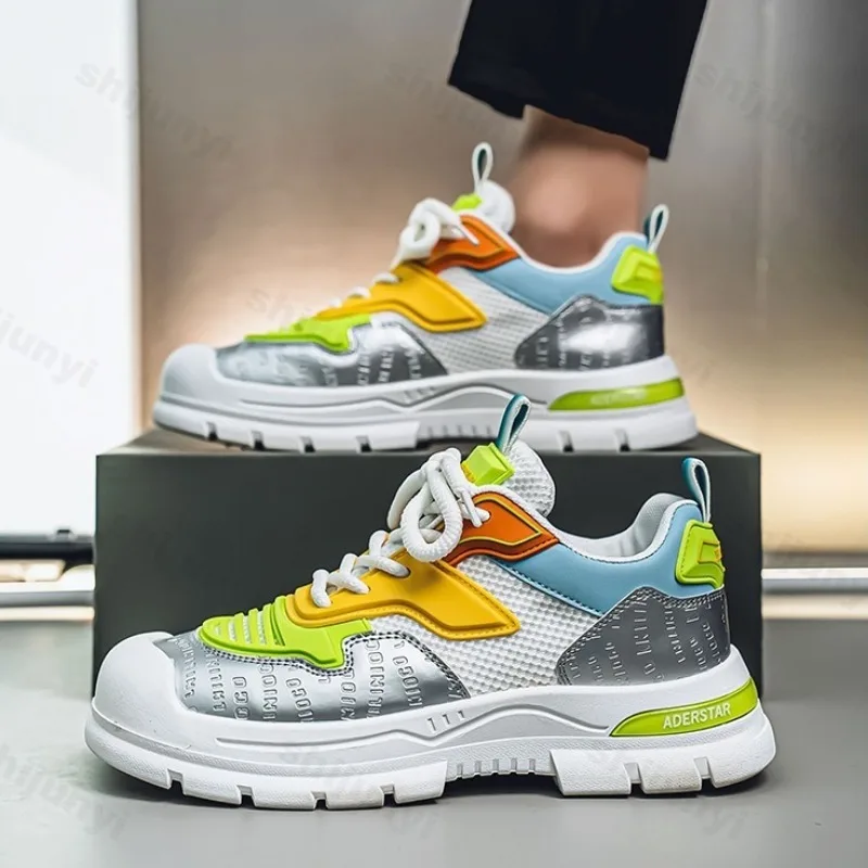 

2025 Summer Men's Casual Sports Shoes Fashion Trend Niche Design Comfortable Thick Soled Shoes Versatile Low Top Chunky sneakers