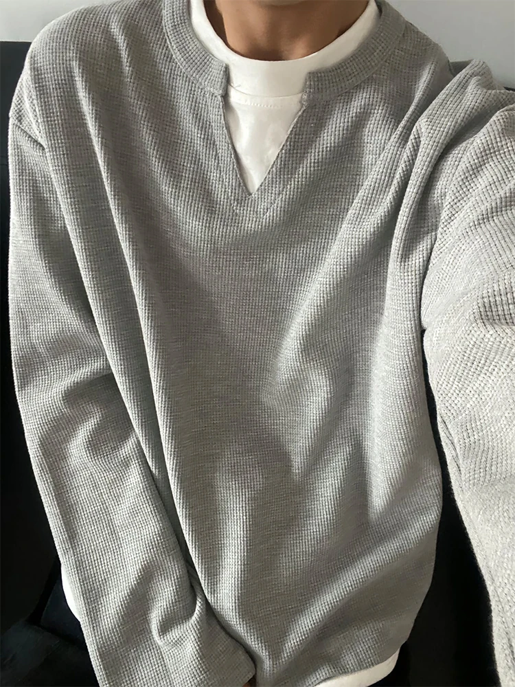 

Мужская толстовка с длинным рукавом и круглым вырезом, на флисовой подкладке, осенне-зимняя, модная, винтажная, в американском стиле, базовый слой