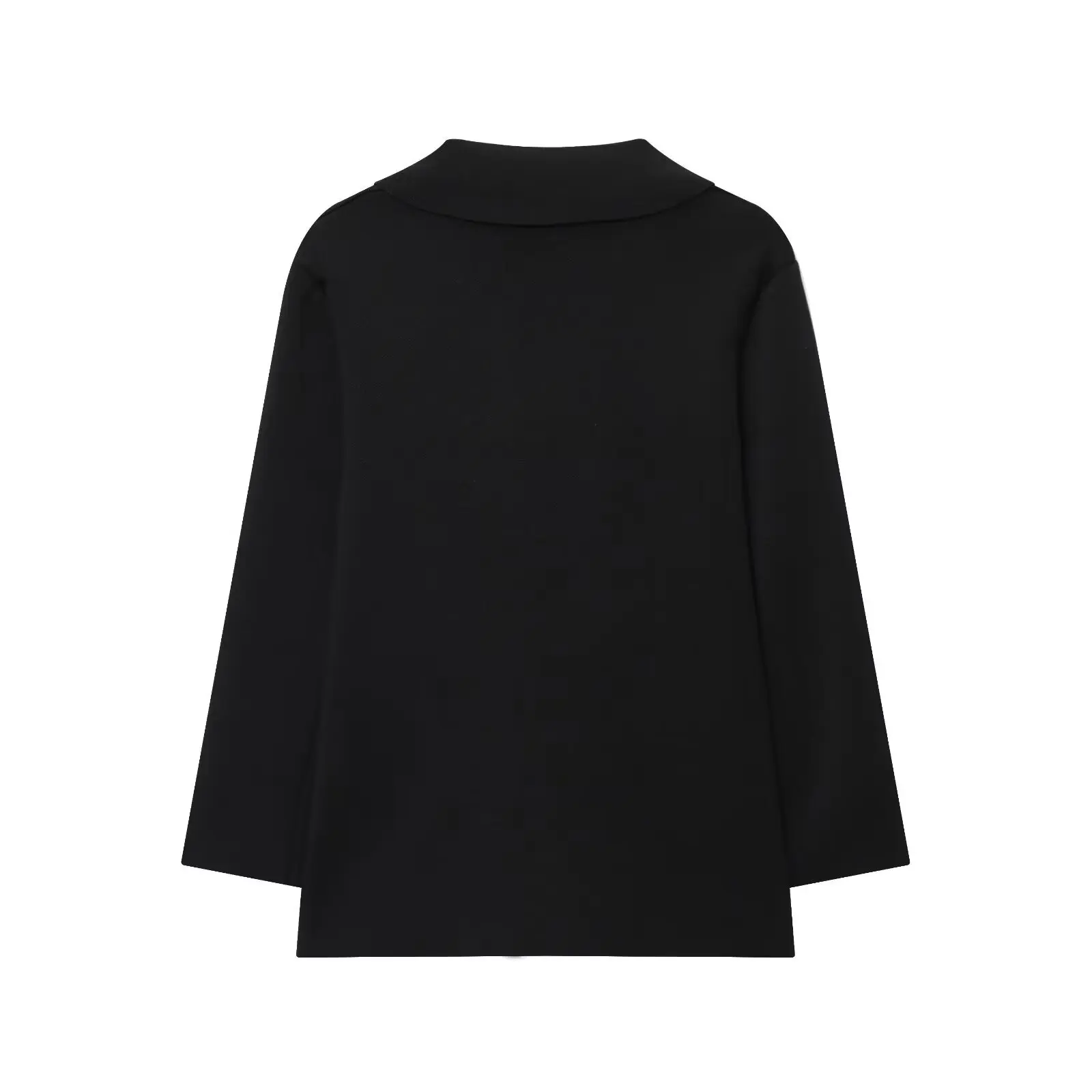 2025 المرأة الخريف منتج جديد محبوك معطف مزدوج الصدر بسيط وعصري محبوك الوجه زعيم معطف بياقة مزدوجة