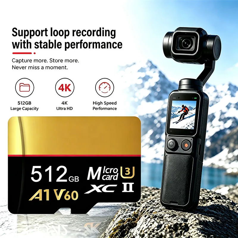 NOWA Karta Pamięci 2TB Wysokiej Szybkości V60 U3, Karta Micro SD do Kamery Sportowej GoPro, Drona, 4K Full HD, Wysokowydajna Karta TF — zdjęcie produktu 4
