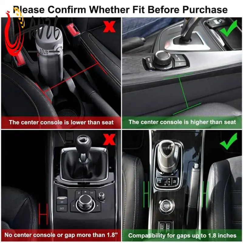 

A026-2Pack Car Seat Space Filler, Leather Car Seat Organizer,Universal Fit Car Seat Storage Box, Adjustable Seat Space Filler Du