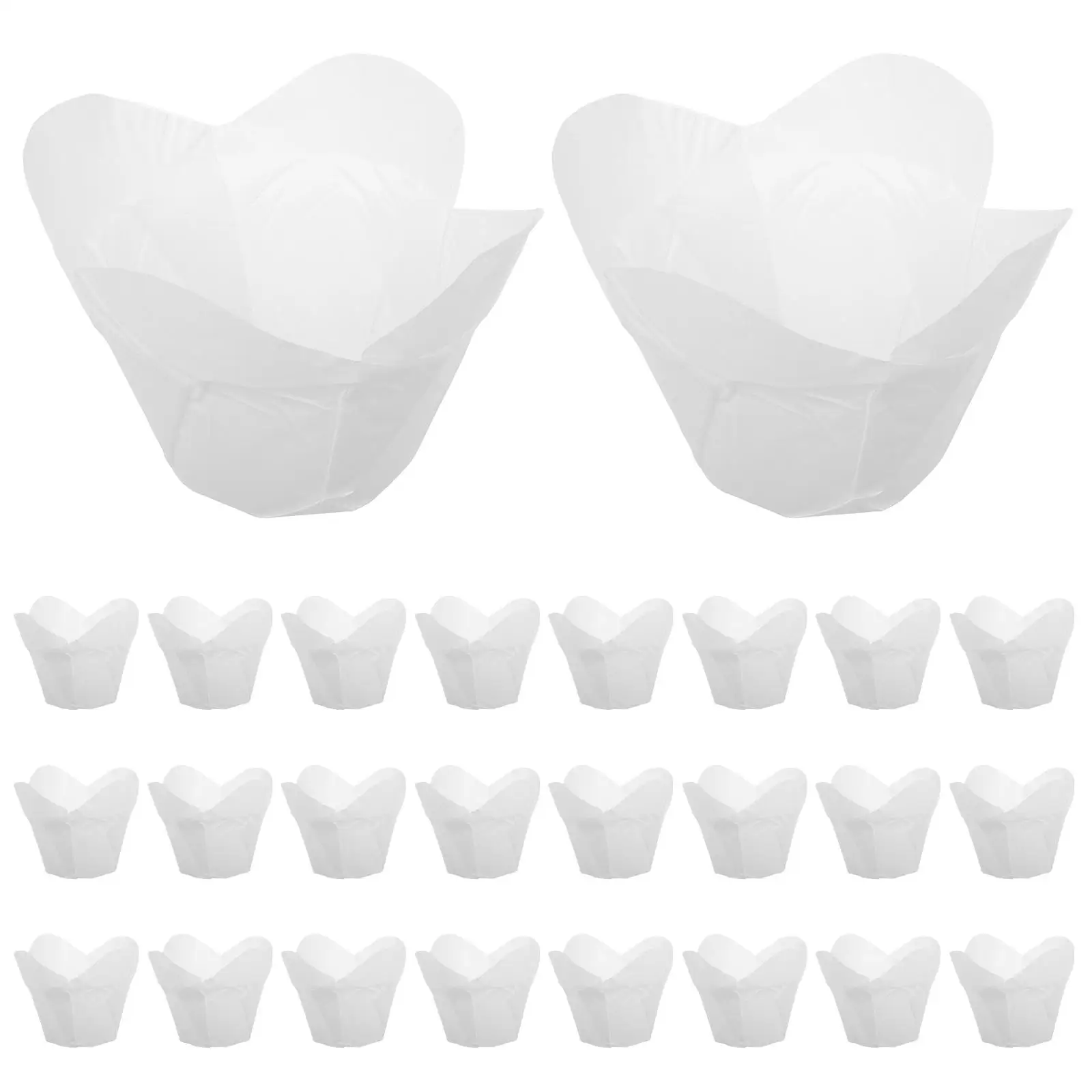 

100Pcs Cake Cups Mini Cupcake Liner Paper Baking White Wrappers Muffin OilResistant LotusDesign HolidayTrays Basque Holders