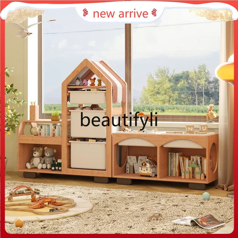 

D2520 Small train Solid wood storage cabinet Locker Free combination Open toy sorting Tree house tent
