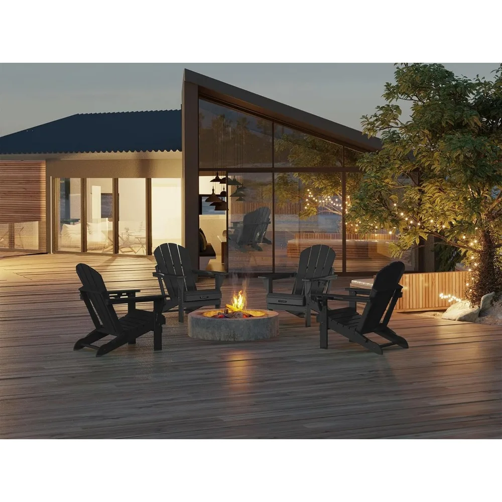 Folding Adirondack Chairs Patio Chairs Outdoor Adirondack Chair Weather Resistant Chair for Patio, Outside, Deck, Backyard, Fir