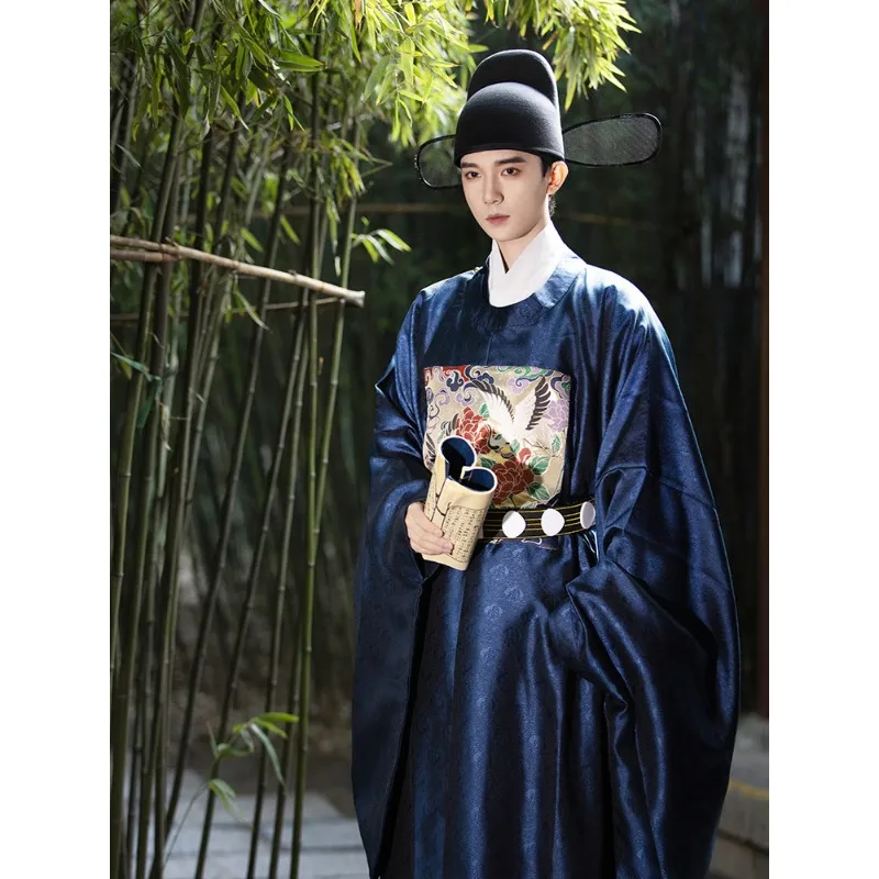Men's Hanfu Men's Ancient Clothing Hanfu Ming Uniform Chinese Style Handsome Boys Crew Neck Robe