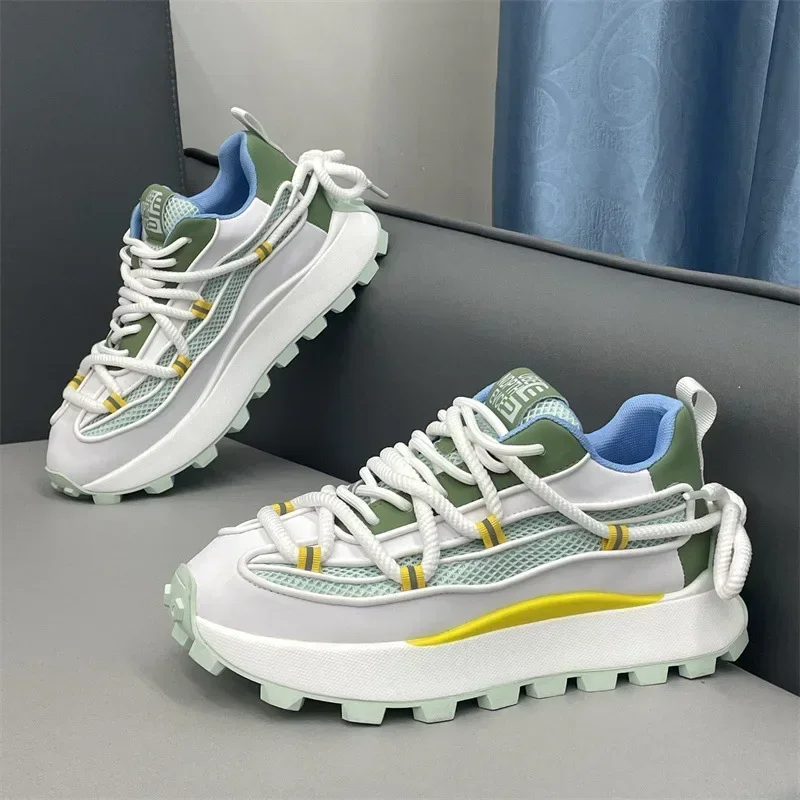 Men's Chunky Sneaker Mesh Breathable Casual Shoe Designer Platform Running Shoes for Men Heightening Sport Shoes Tenis Masculino