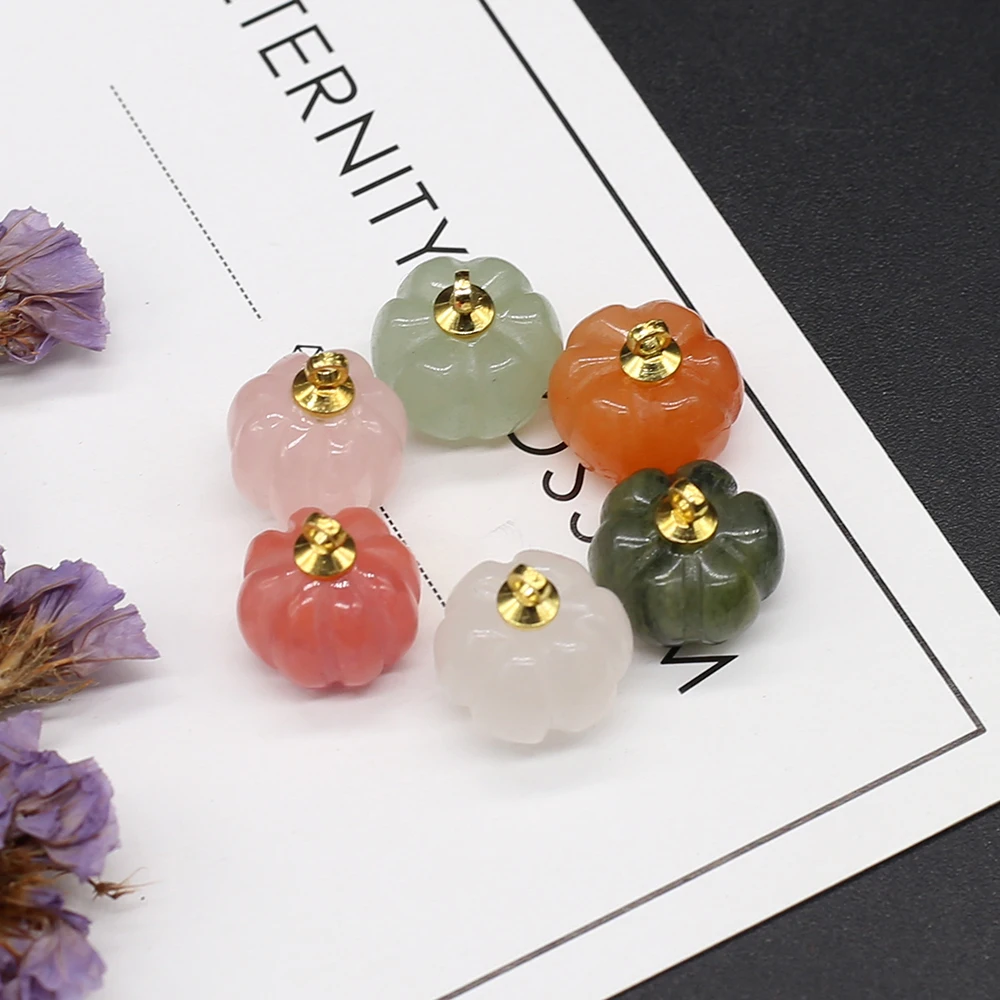 5Pcs White Stone Dyed Carving Mini Pumpkin Shape Pendant for Making DIY Charm Jewelry Pendant Necklace Earring Accessories 13mm